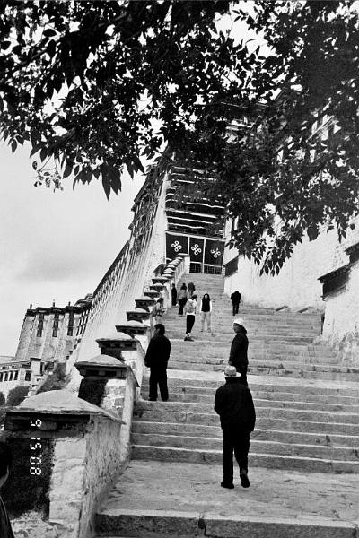 B&W-Climbing Potala stairs.jpg